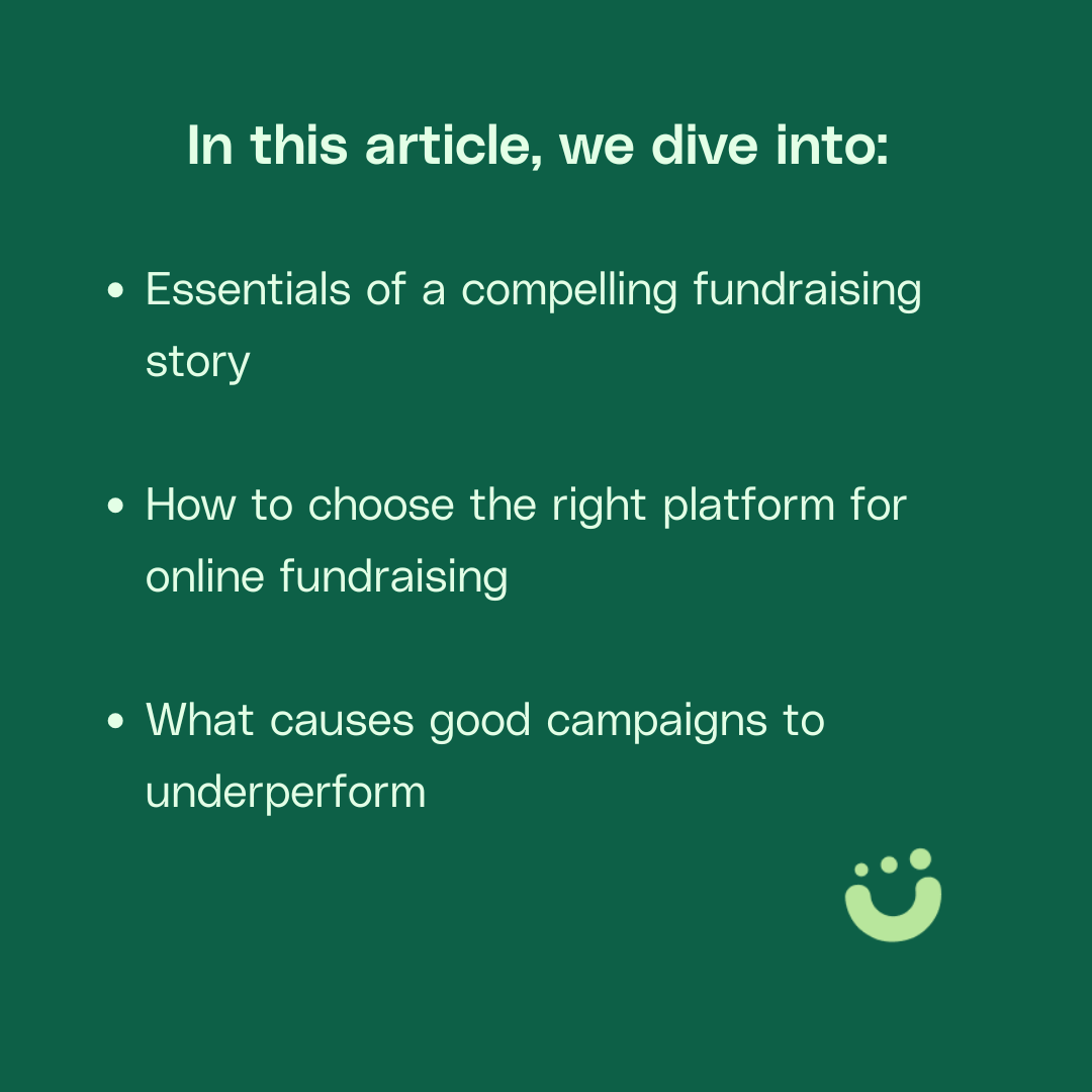 Graphic with text summarizing an article covering fundraising tips